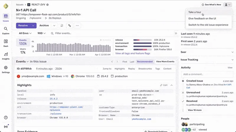 A demo of the final in-app product tour